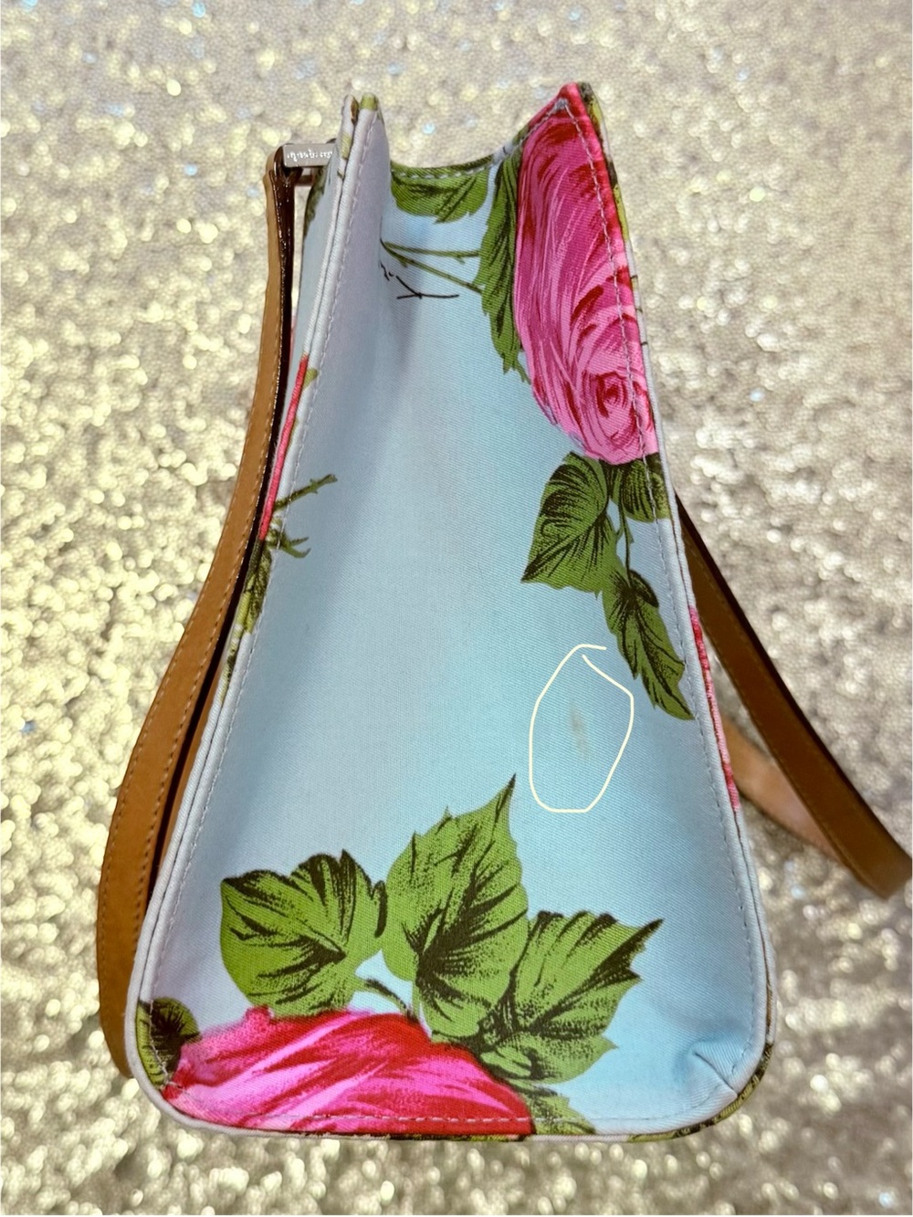 VINTAGE Kate Spade Floral Cabbage Rose Handbag Purse Rare - Picture 6 of 7